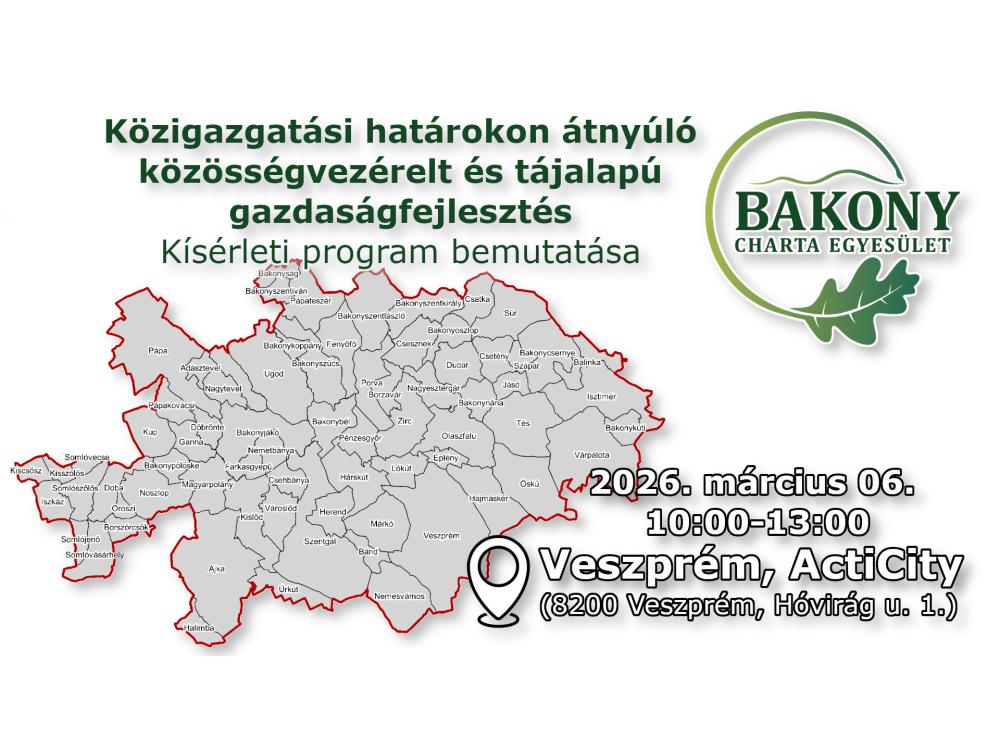Közigazgatási határokon átnyúló közösségvezérelt és tájalapú gazdaságfejlesztés a Bakonyban - Kísérleti program bemutatása